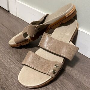 Sorel Women's Beige Tan Double Strap Leather Sandals 9.5